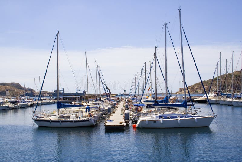 Boats moored in a Marina