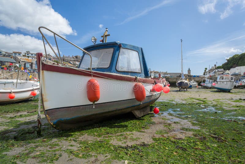 Boats in Porthleven Harbour Stock Image Image of blue, calm 58020885