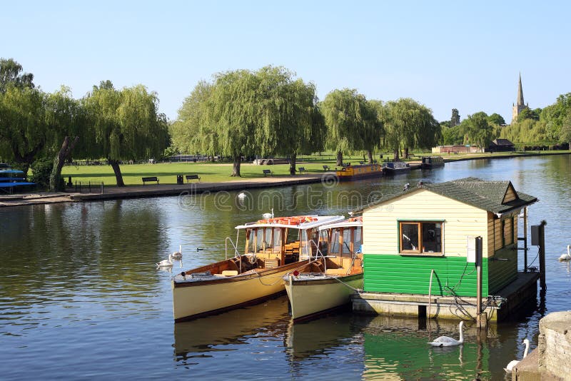 Boats on the River Avon stock photos
