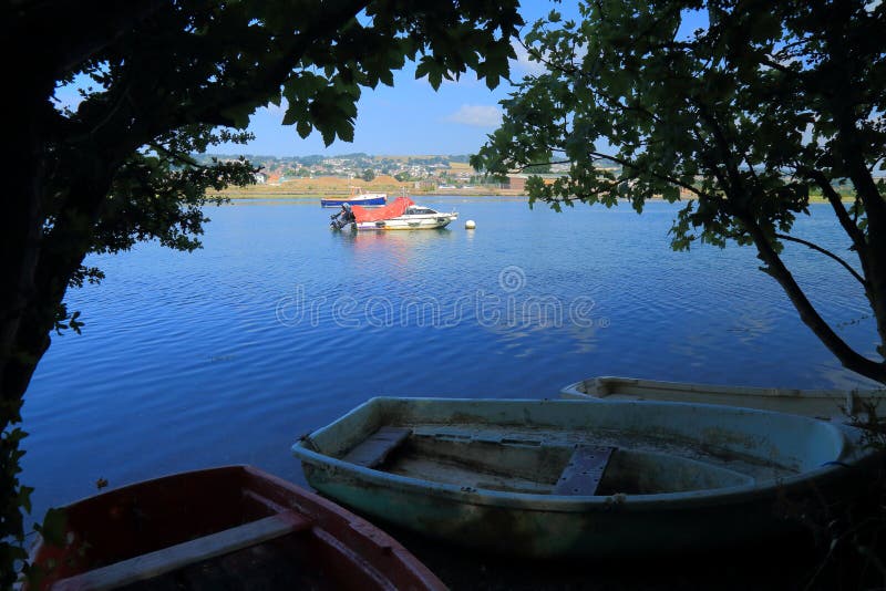 Boats on the river Axe royalty free stock photography Boats on the river Axe royalty free stock photography