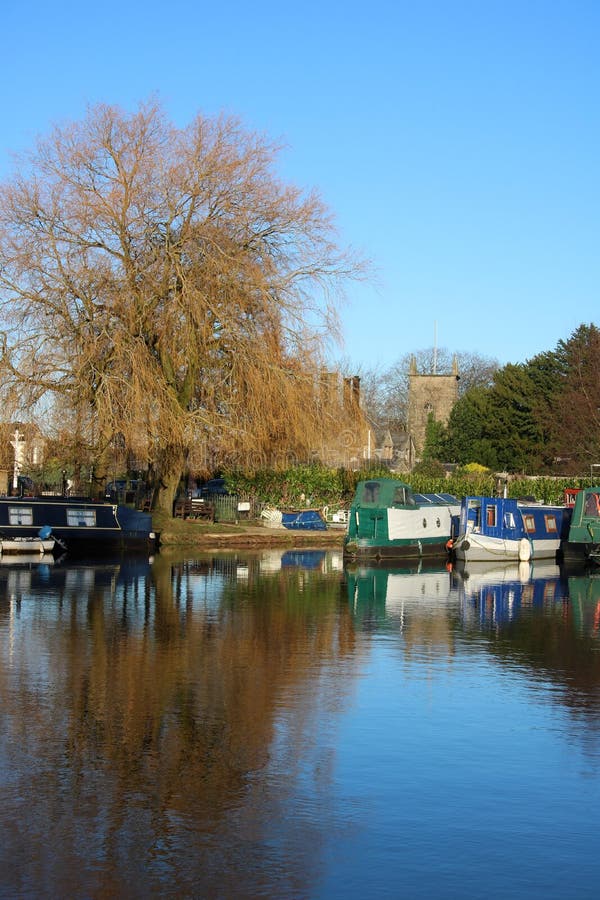 Boats Tithe Barn Basin, Lancaster Canal, Garstang Editorial Photography