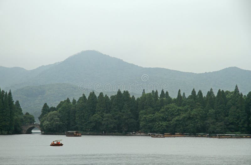 Boats on West lake in Hangzhou royalty free stock images Boats on West lake in Hangzhou royalty free stock images