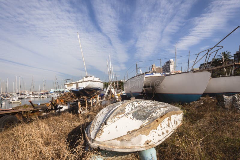 Boats Yachts Abandoned Yard Stock Photo Image of marine, abandoned