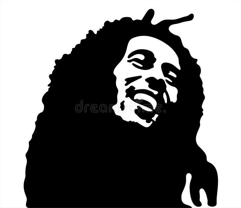 Bob Marley Black and White Picture Stock Vector - Illustration of face,  white: 232464796