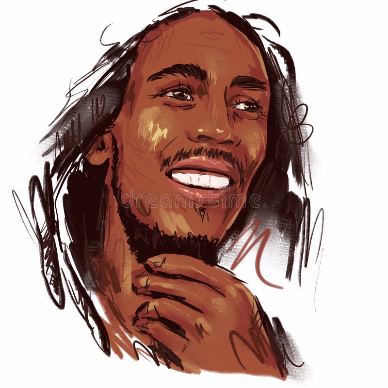 Kaliningrad, Russia 8 October 2020: Bob Marley in pop art style sketch. He is a musician and activist in Jamaica. Also popular wit