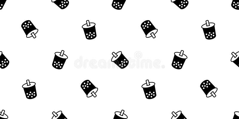 Boba Tea Seamless Pattern Vector Bubble Milk Tea Scarf Isolated Tile ...