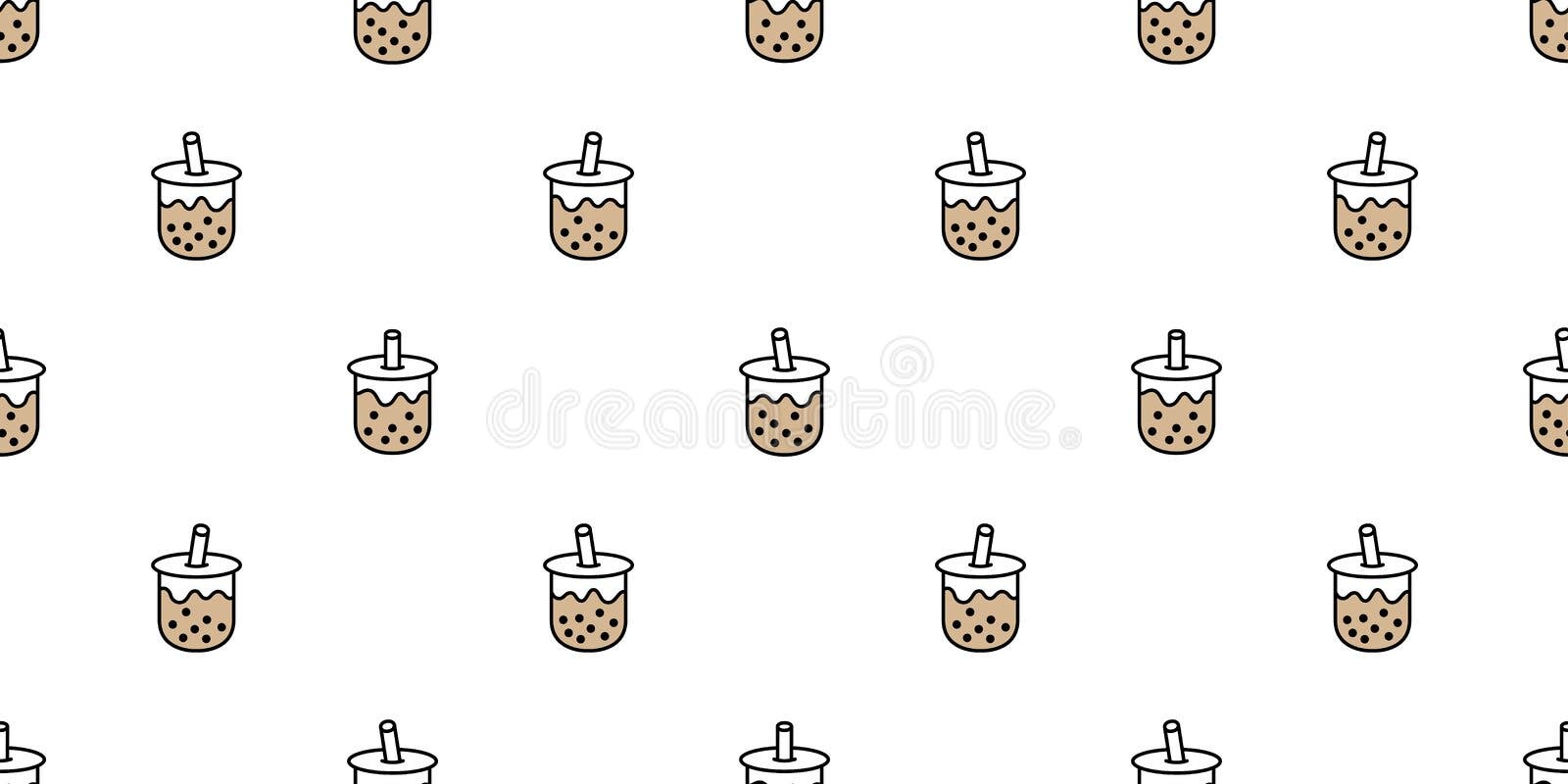 Seamless pattern with kawaii bubble tea Royalty Free Vector