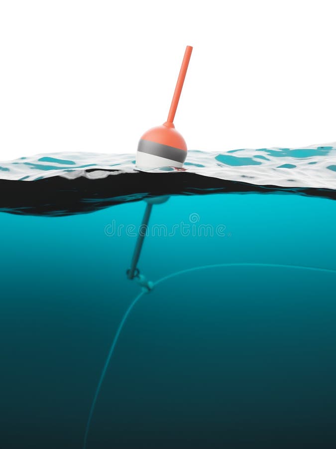 Bobber with Fishing Line Under Water Stock Illustration