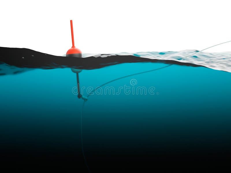 Bobber Fishing Line Hook Under Water Stock Illustrations – 91