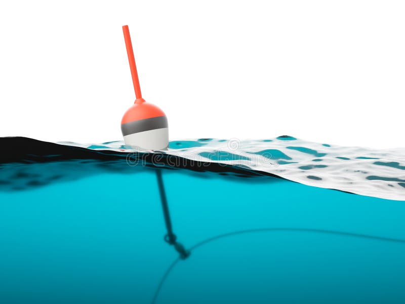 Bobber with fishing line under water