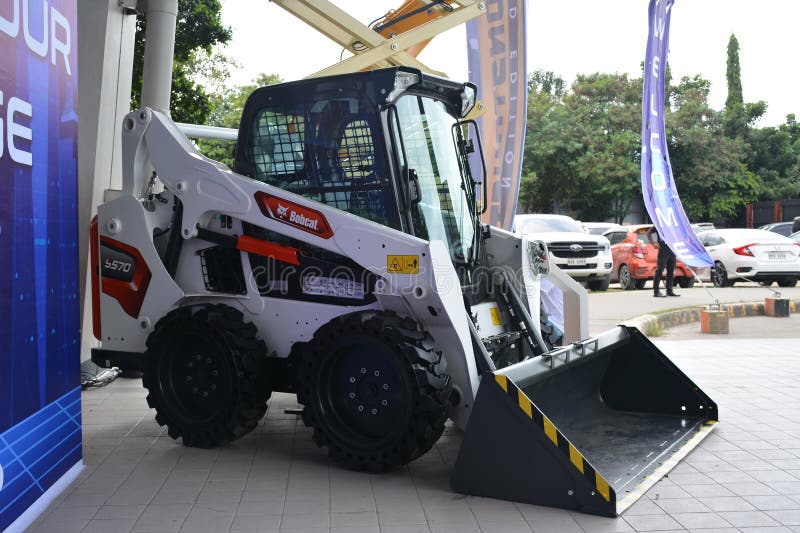 PASAY, PH - NOV 11 - Bobcat s570 skid steer loader at Philconstruct on November 11, 2023 in Pasay, Philippines. Philconstruct is a annual construction show in Philippines. PASAY, PH - NOV 11 - Bobcat s570 skid steer loader at Philconstruct on November 11, 2023 in Pasay, Philippines. Philconstruct is a annual construction show in Philippines