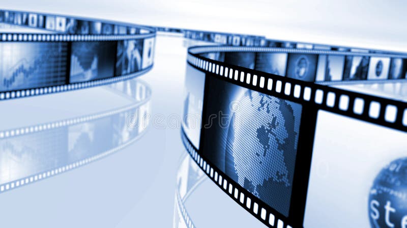 Bobina di film nera e blu illustrazione di stock Bobina di film nera e blu illustrazione di stock