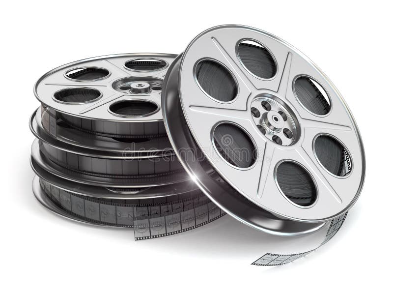 Film reels on white background. 3d. Film reels on white background. 3d