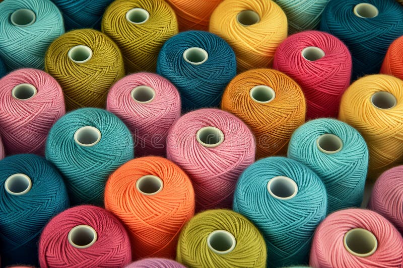 Bobines de fils colorées disposées dans un modèle pour utilisation de fond illustration de vecteur