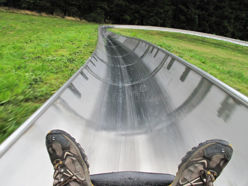 Bobsled από την πρώτη όψη προσώπων στοκ φωτογραφίες