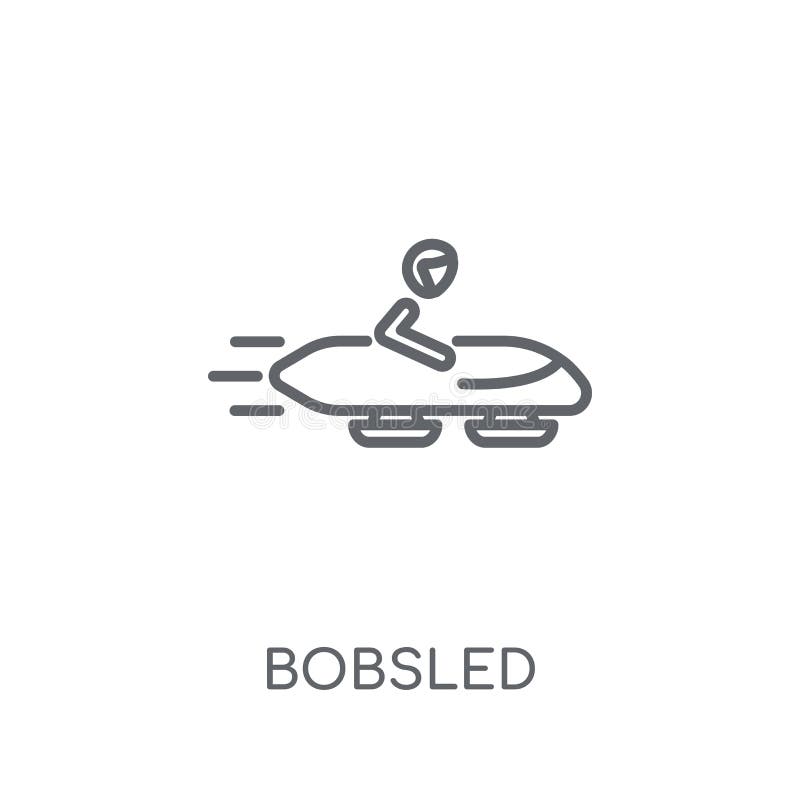 Bobslee lineair pictogram Modern het embleemconcept van de overzichtsbobslee op whit vector illustratie Bobslee lineair pictogram Modern het embleemconcept van de overzichtsbobslee op whit vector illustratie