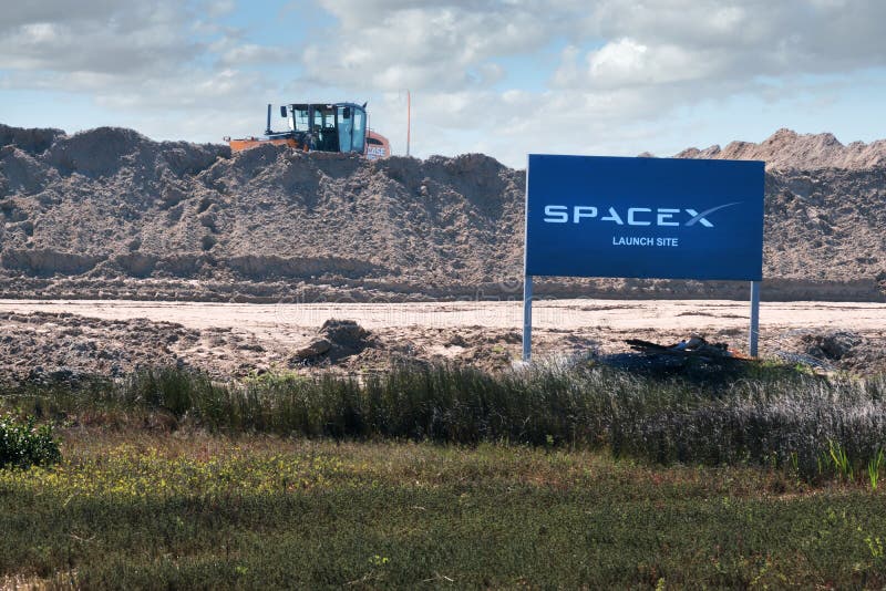 Boca Chica Village, Texas / United States - January 20, 2019: Construction of the spaceport SpaceX launch site