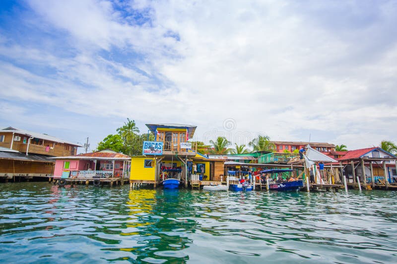 BOCAS DEL TORO, PANAMA - APRIL 23, 2015 : Bocas del Toro province of Panama comprising an archipelago off the Caribbean coast. BOCAS DEL TORO, PANAMA - APRIL 23, 2015 : Bocas del Toro province of Panama comprising an archipelago off the Caribbean coast.