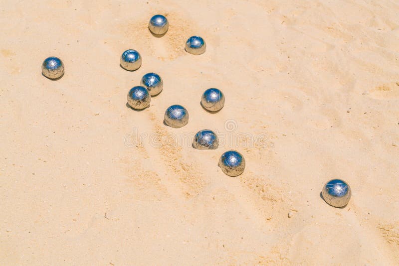 Bocce Balls on White Sandy Beach . Stock Image Image of racing, sand