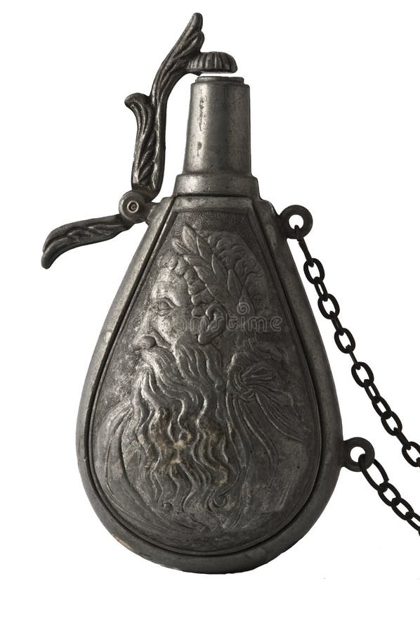 Gunpowder flask used to carry gunpowder for priming flintlock pistols and rifles. Gunpowder flask used to carry gunpowder for priming flintlock pistols and rifles.