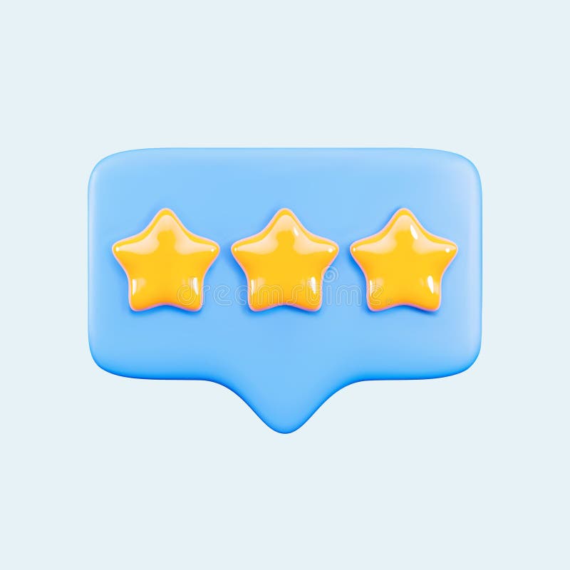 3D render speech bubble with stars minimal icon vector illustration. Customer feedback, review, or rating concept. 3D render speech bubble with stars minimal icon vector illustration. Customer feedback, review, or rating concept.