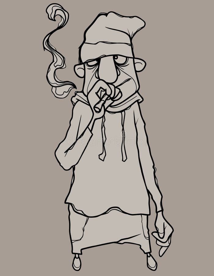 Boceto De Un Hombre De Dibujos Animados Fumando Un Cigarrillo Ilustración  del Vector - Ilustración de aislado, individuo: 227952482