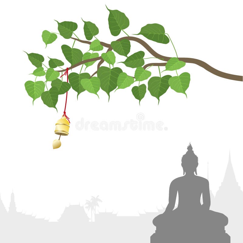 Bodhi tree with Golden bell of thai tradition, Visakha Puja Day