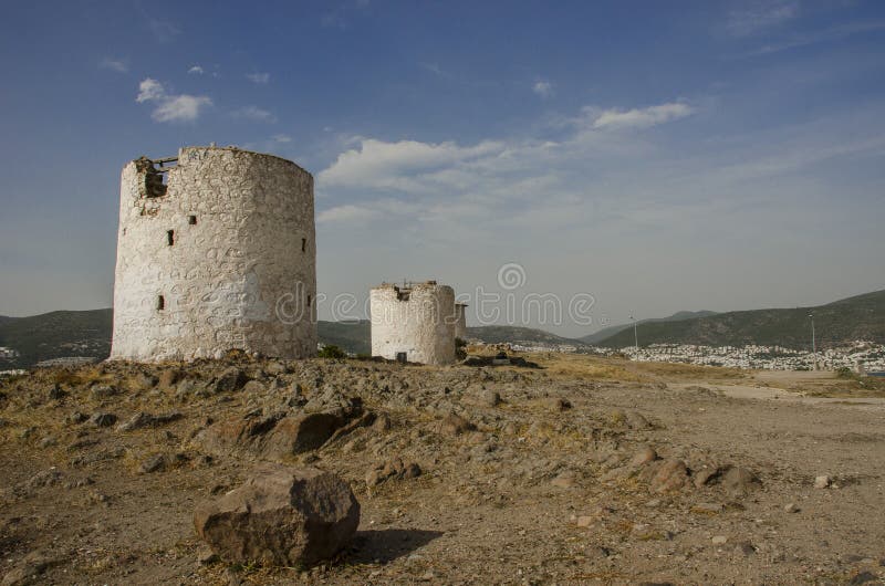 Old windmill on a hill in Bodrum Turkey. Old windmill on a hill in Bodrum Turkey