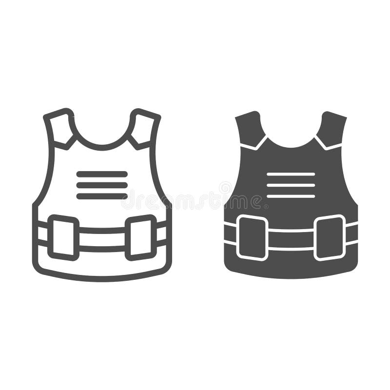 Bulletproof Vest Line and Glyph Icon. Military Vest Vector Illustration ...