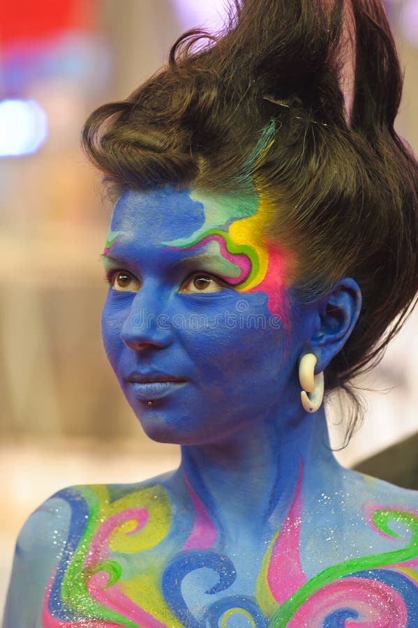 Nude body paint model editorial stock image. Image of woman - 24238734