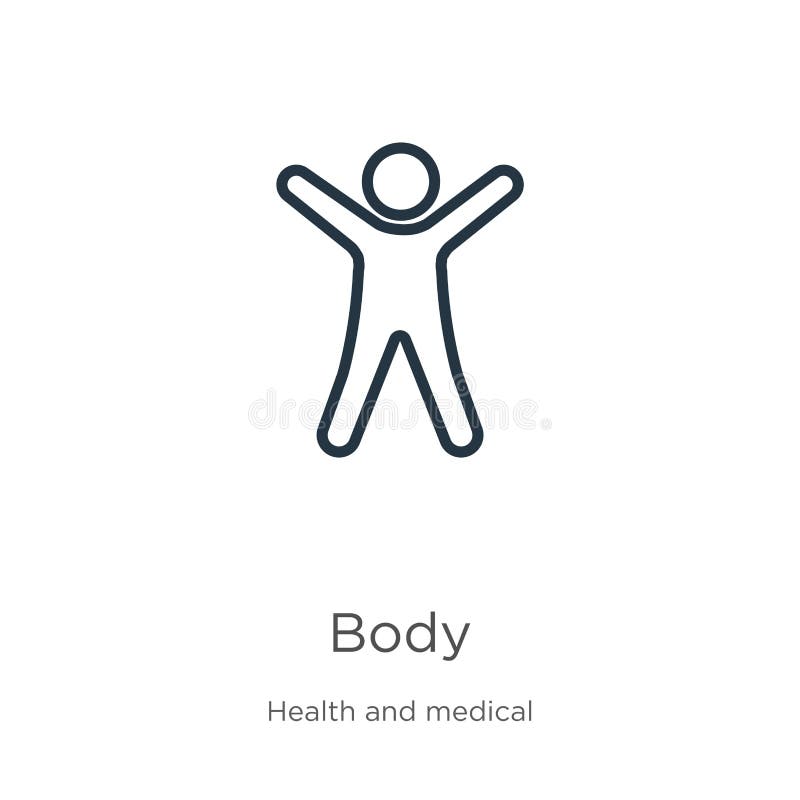 Body Icon. Thin Linear Body Outline Icon Isolated On White Background From  Health Collection Stock Vector - Illustration Of Simple, Design: 165502635