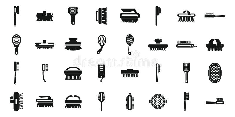 Body massage brush icons set simple vector. Bath anti cellulite royalty free illustration