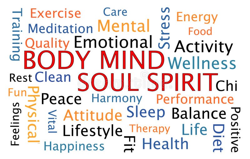 Body Mind Soul Spirit stock illustration. Illustration of meditation