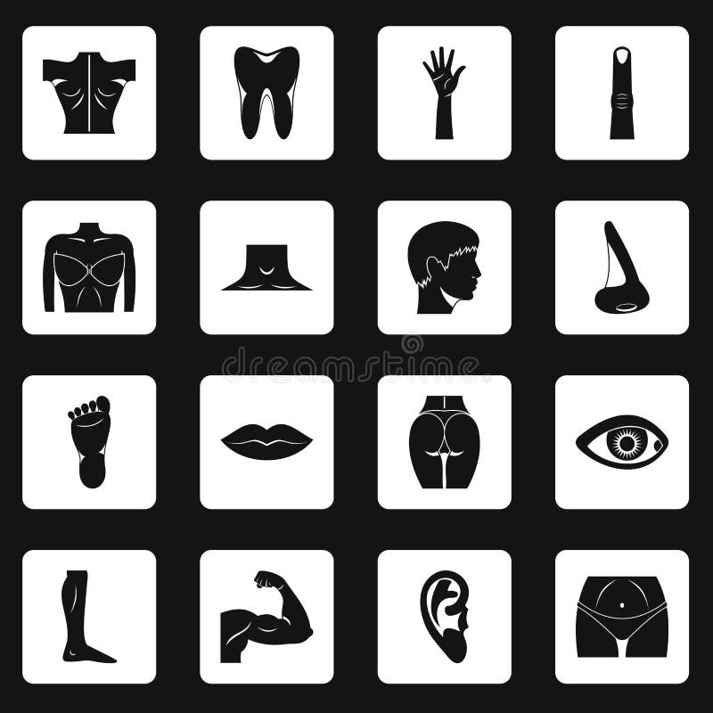 Body Parts Icons Set Flat Style Stock Vector Illustration Of Flat