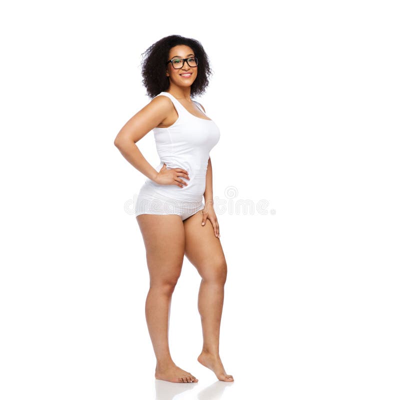 Happy plus size african american woman wearing - Stock Photo [102882802]  - PIXTA