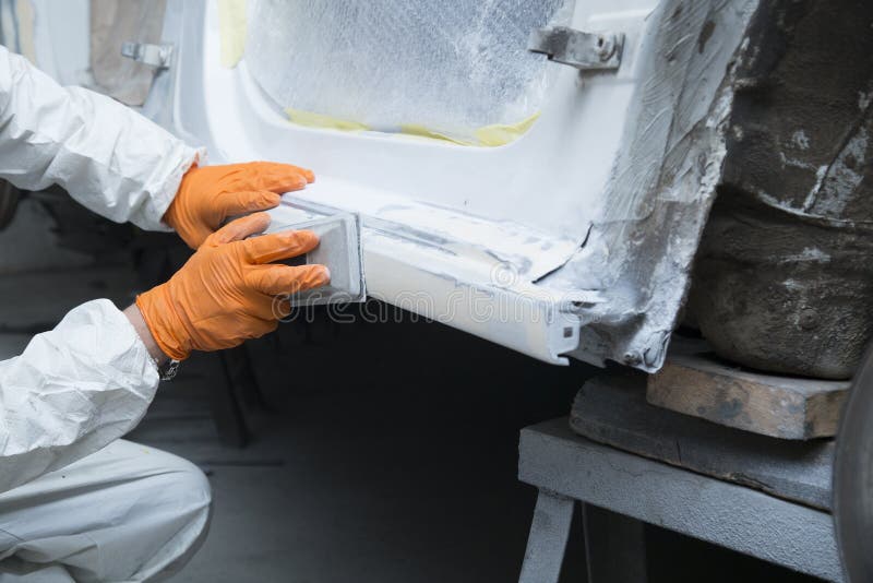 Body Work of the Car. Car Repair after an Accident Stock Image Image