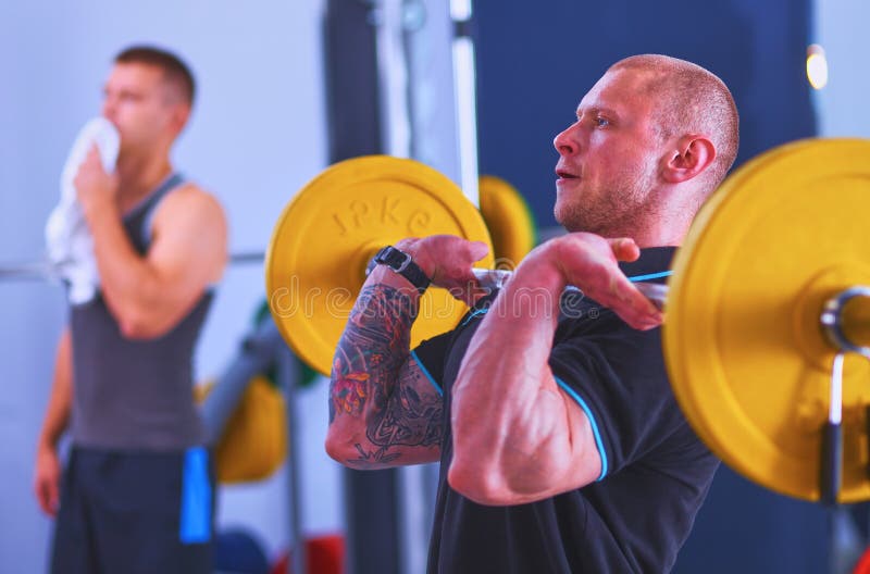 Bodybuilder with Barbell in Gym Stock Photo Image of building, power