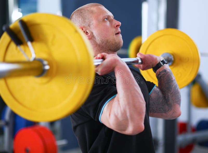 Bodybuilder with Barbell in Gym Stock Image Image of human, athletic