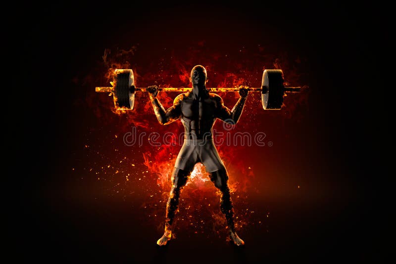 Bodybuilder flamboyant féroce avec le barbell illustration de vecteur Bodybuilder flamboyant féroce avec le barbell illustration de vecteur