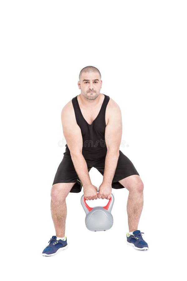 Bodybuilder Lifting Heavy Kettlebell Stock Photo Image of isolated