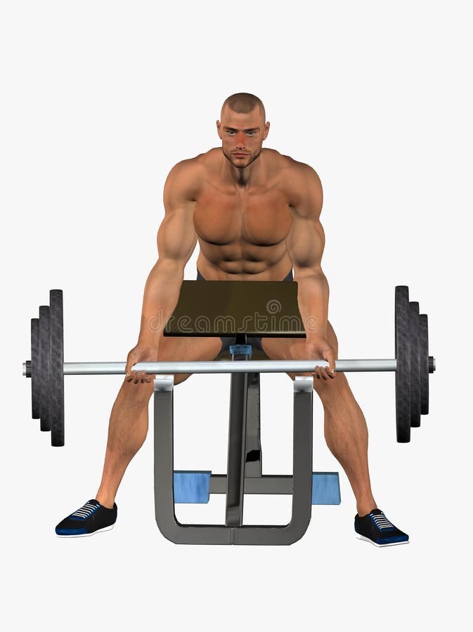 Bodybuilder lifting weights stock illustration