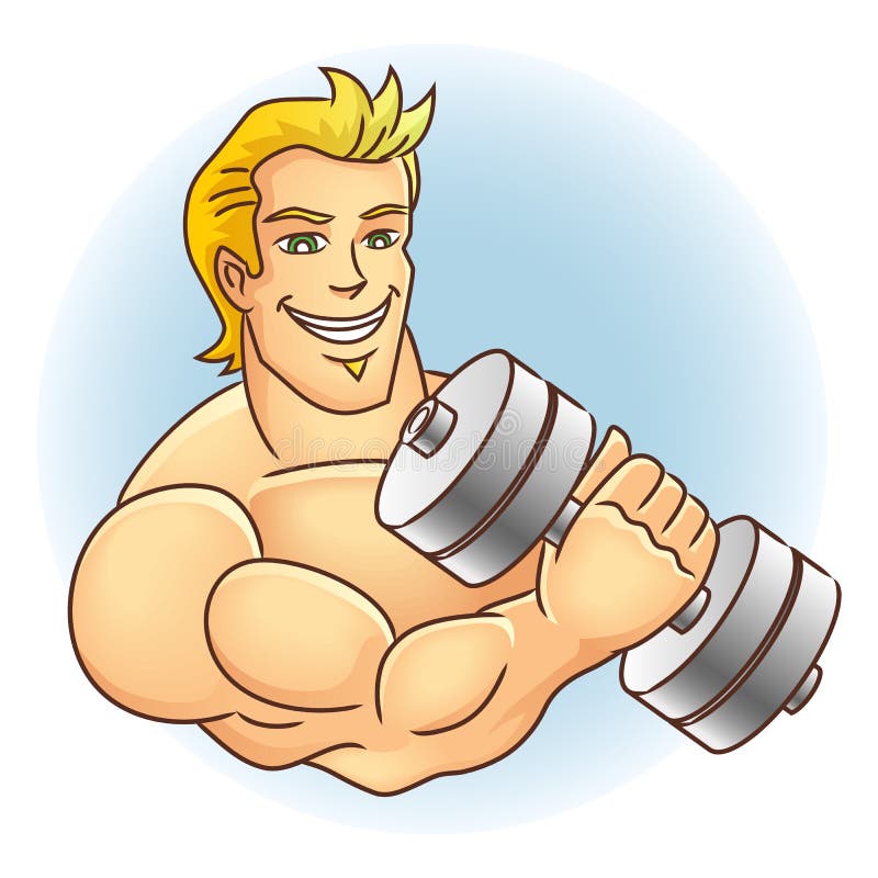 Gym rat with the dumbbell stock vector. Illustration of cartoon - 138725342