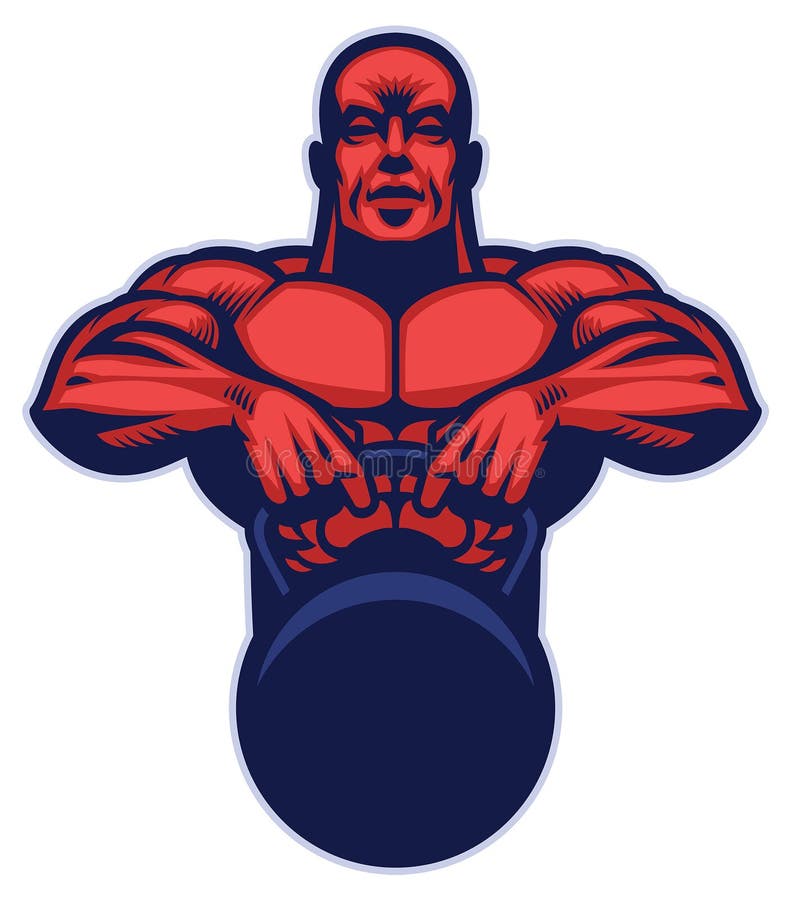 Bodybuilder Mascot Pose Show His Muscle Stock Vector Illustration of