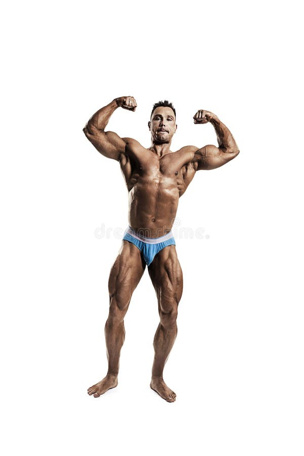 Bodybuilder pokazuje bicepsy obrazy stock