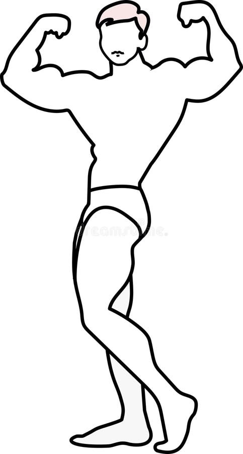 Bodybuilder muscle man fitness posing Black And... - Stock Illustration  [94737826] - PIXTA