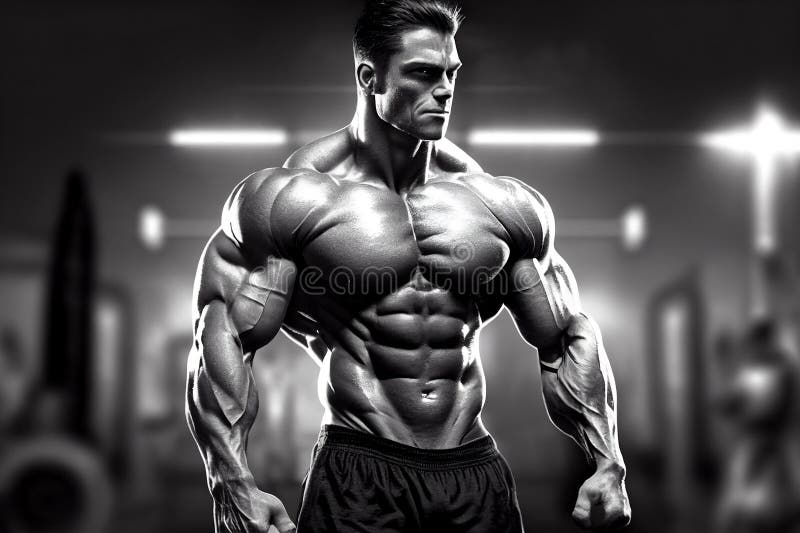 Bodybuilding Gym Training. AI Generated Stock Illustration