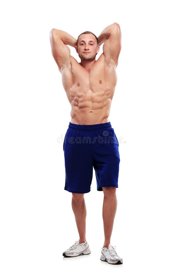 Bodybuilding. Homme Et Son Corps Puissant Image stock - Image du pantalon,  lumière: 37435013