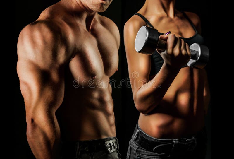 Bodybuilding. Man and woman