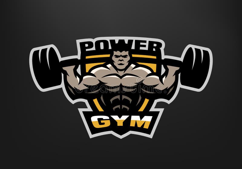 Bodybuildingidrottshalllogo, emblem stock illustrationer Bodybuildingidrottshalllogo, emblem stock illustrationer