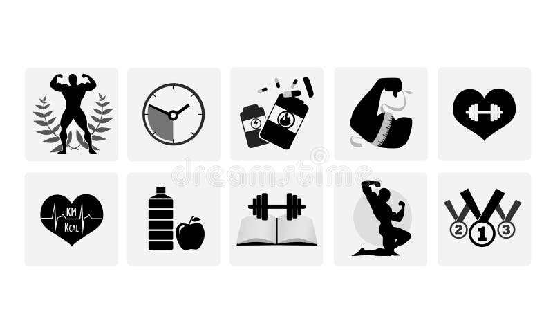 Bodybuildingikonen vektor abbildung Bodybuildingikonen vektor abbildung